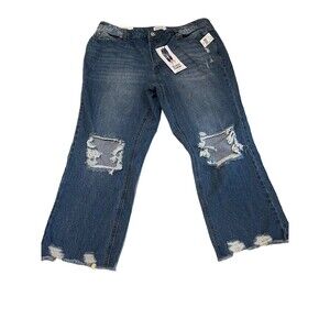 Ladies relaxed straight crop jeans 14W vanilla star